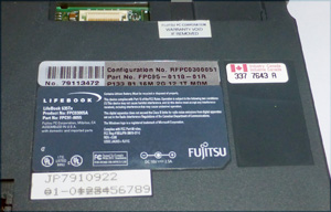 Этикетка ноутбука Fujitsu LifeBook 635Tx