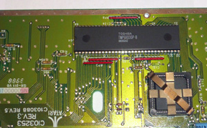 Часть основной платы Atari 520 STfm вид 1 - процессор